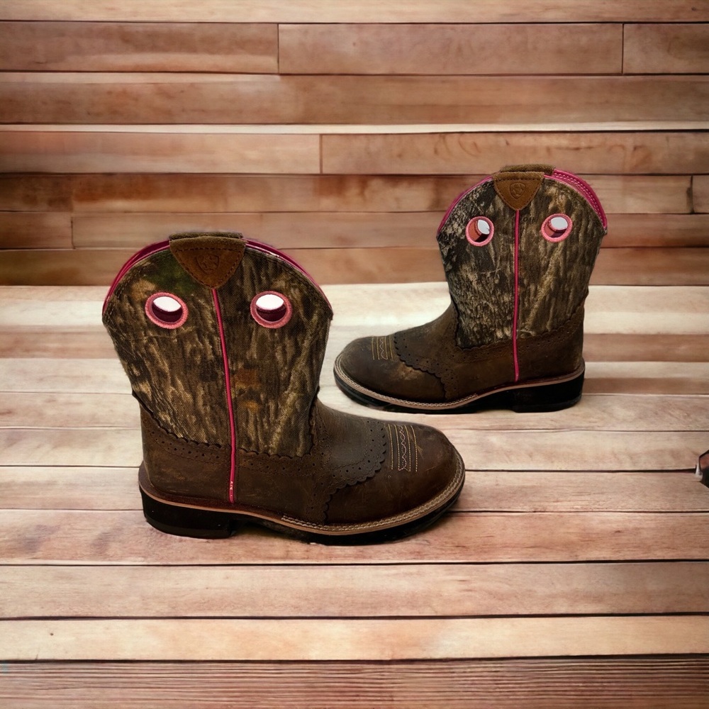 Ariat Fatbaby Cowboy Roper Boots Womens 6.5 pink mossy oak real tree